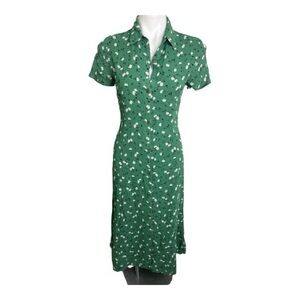 Reformation Green Floral Midi Dress